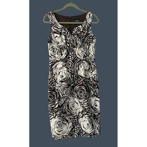 Adriana Papell Dress Ruched Sides Linen Blend Womens Size 8